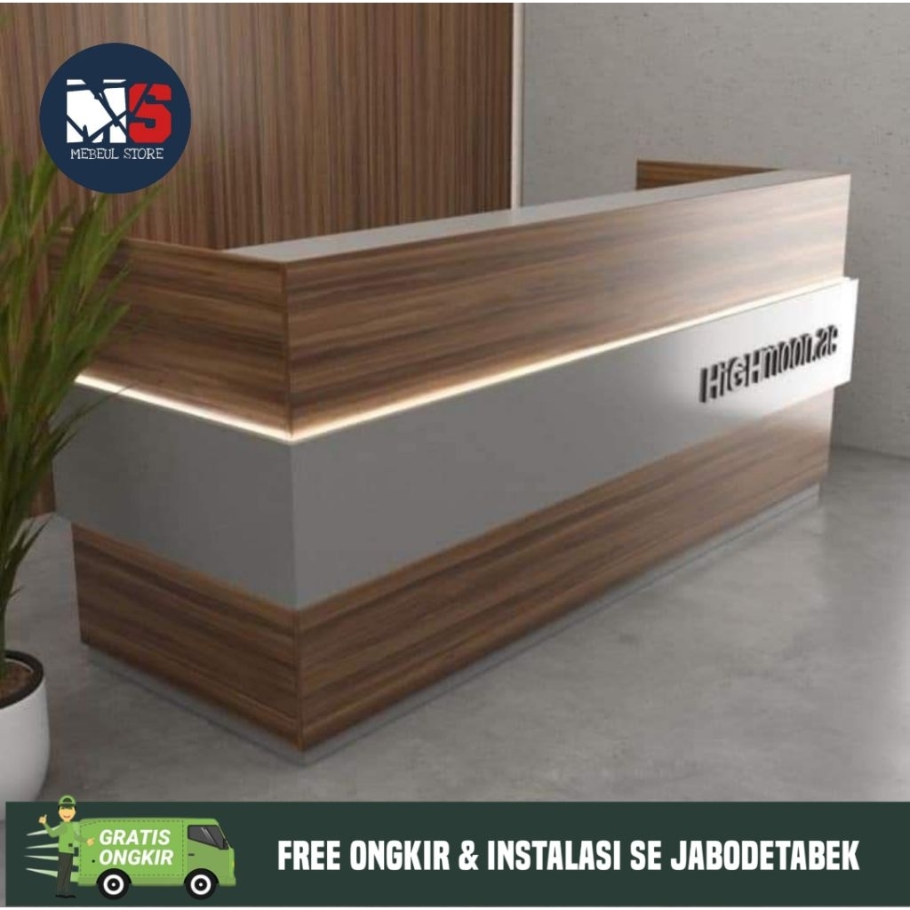 meja resepsionis kantor - meja resepsionis 200 × 50 cm - meja resepsionis kayu mahoni