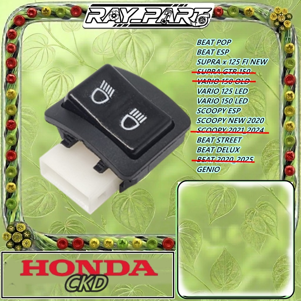 Saklar Tombol Dim Honda (Jarak Jauh & Dekat) - Beat FI, Revo, Vario 125 Old, Beat 2020