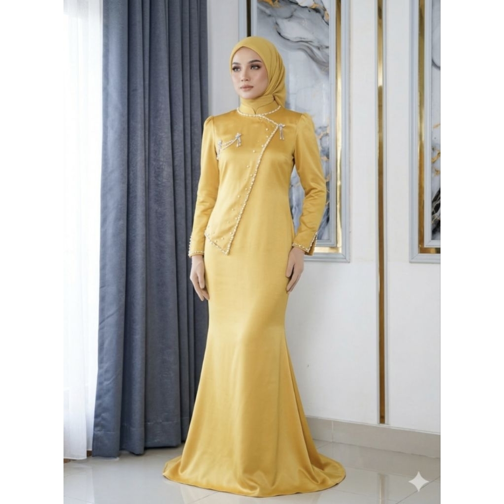 Dress kondangan dress elegan satin gamis kondangan dress pesta payet mewah