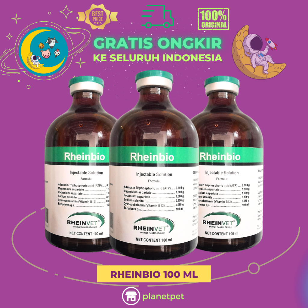 RHEINBIO 100 ML - Vitamin ATP Untuk Mengembalikan Energi Pada Hewan Ternak