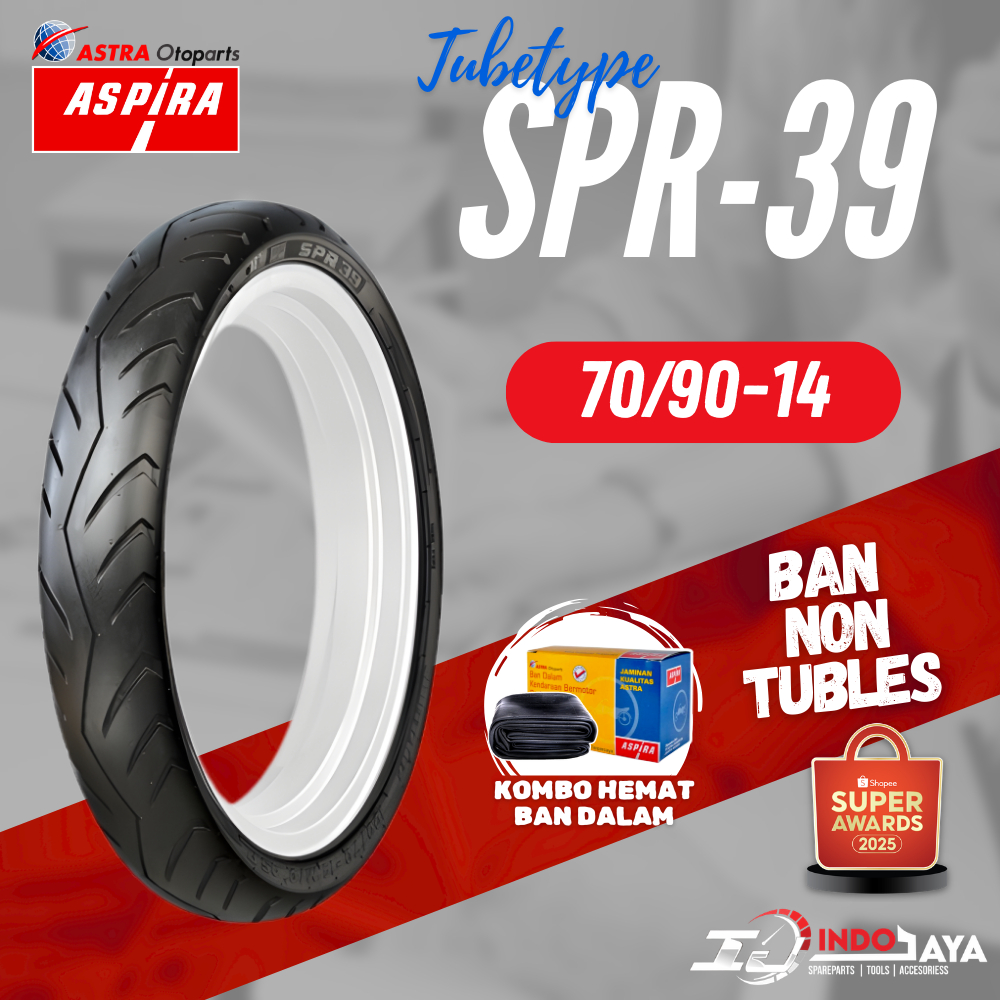 BAN LUAR ASPIRA TUBETYPE SPR-39 TB (70/90-14 - 80/90-14 - 90/90-14) BAN NON TUBLES SPR 39 / BAN MOTO