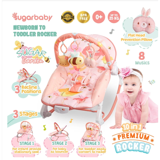 (PRELOVED) Sugarbaby 10in1 Premium Rocker/Ayunan Bayi/Bouncer Bayi/Kursi Goyang Manual Bayi/ Sugar b