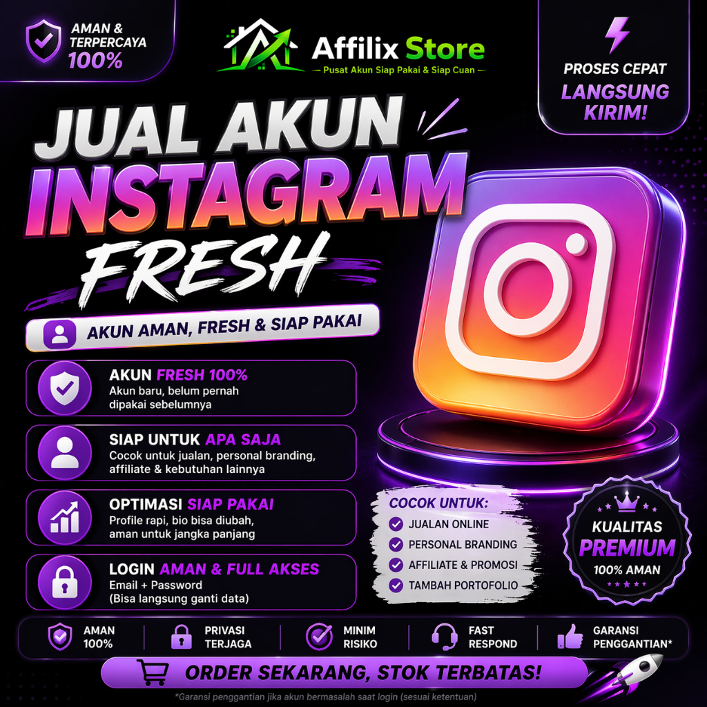 Akun Instagram Fresh Baru Siap Pakai Real Followes Aktif | Untuk Olshop/Pribadi - Bergaransi Affilix