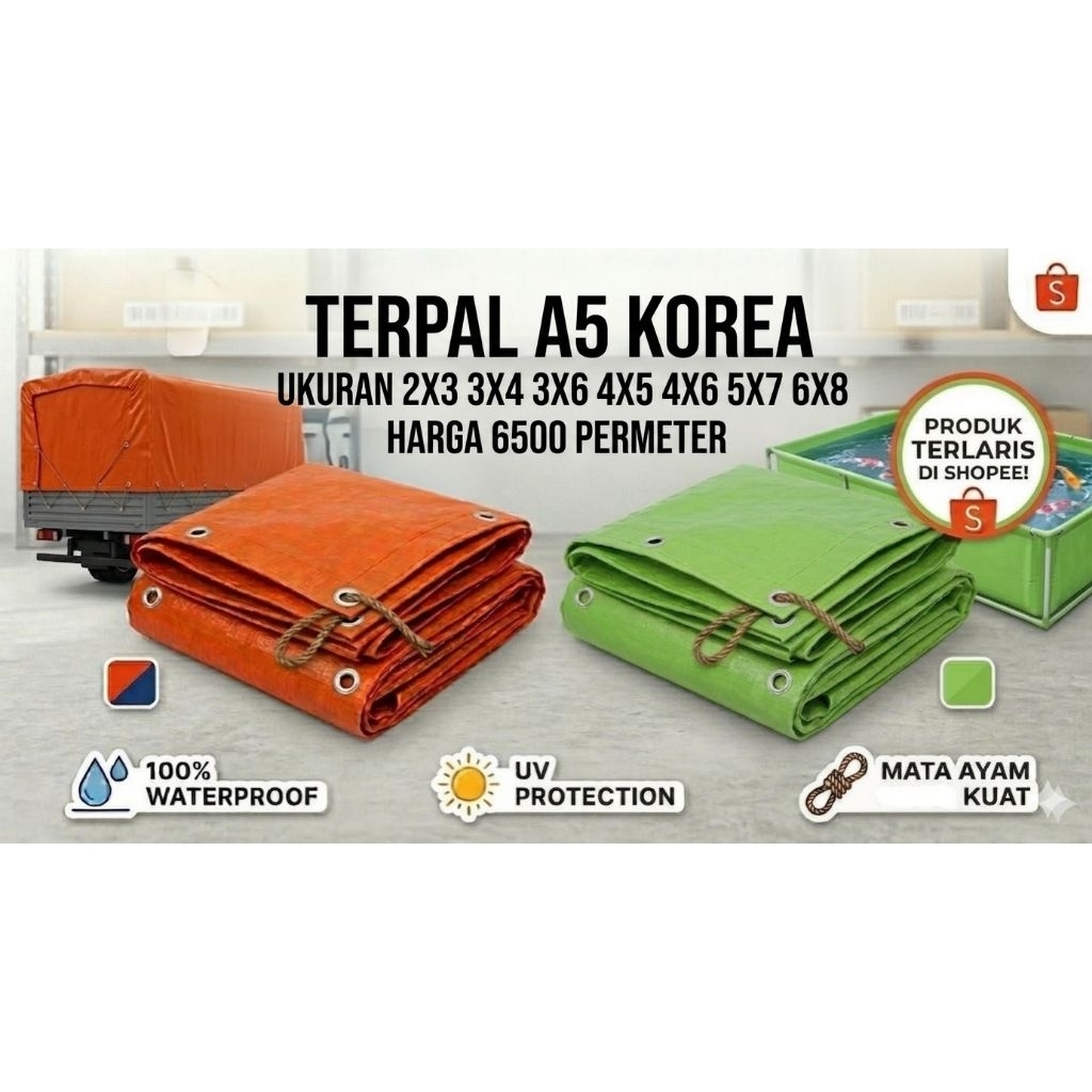 Terpal import Korea a5 ukuran 4x6 5x7 6x8 terpal kolam terpal tenda terpal alas terpal murah