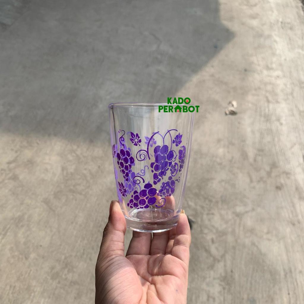 Gelas Kopi Cembung Kembang-Gelas Kopi-Gelas Kaca Motif Bunga -Gelas Kaca