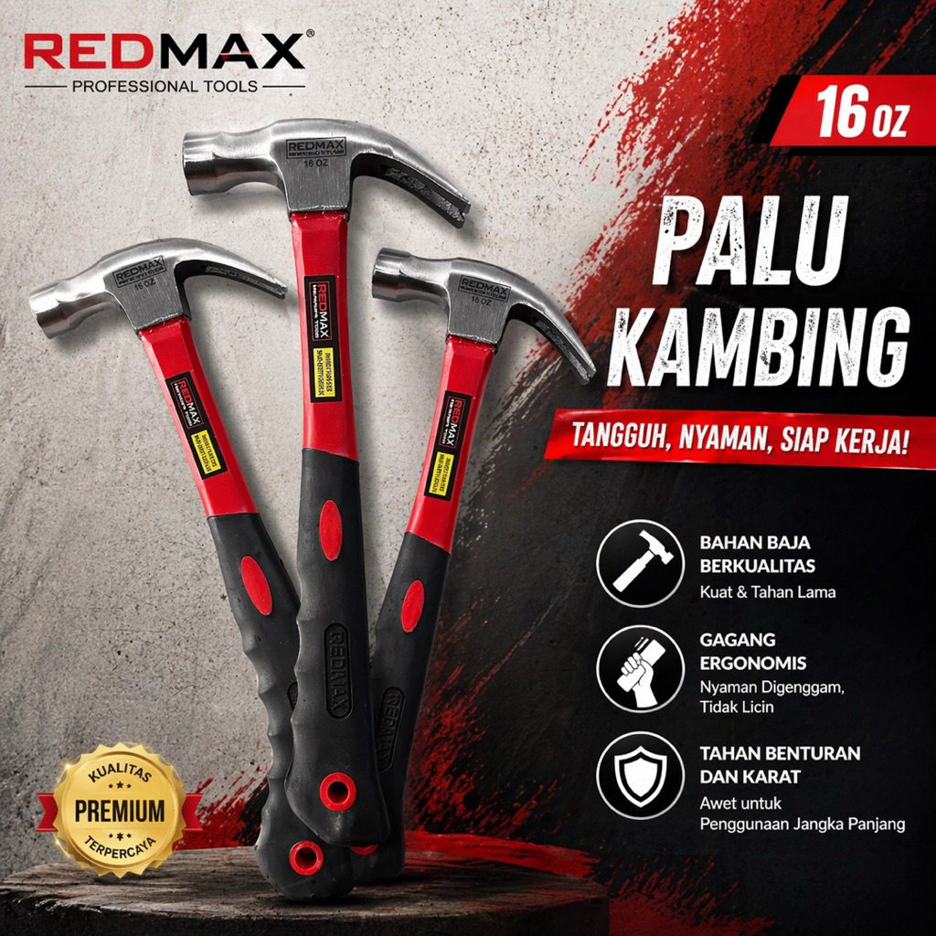 Palu Kambing Hitam Palu Baja Hammer Martil Gagang Besi + Magnet 8 oz 16 oz Palu Serbaguna Multifungs