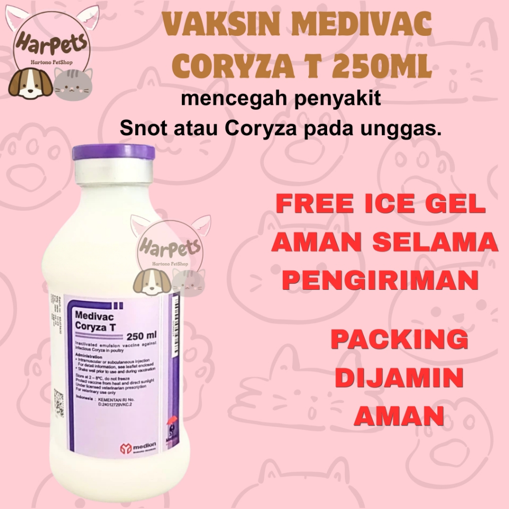 VAKSIN MEDIVAC CORYZA T 250ML 500DOSIS - Vaksin Ayam Untuk Mencegah Penyakit Coryza Yang Ganas Dan J