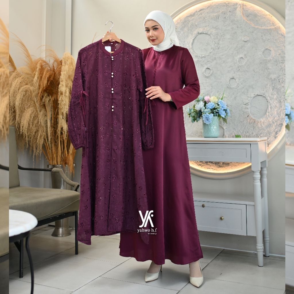 yahwo hijab fashion-dress lebaran terbaru-gamis kurung melayu tren kekinian-gamis pesta mewah-busui