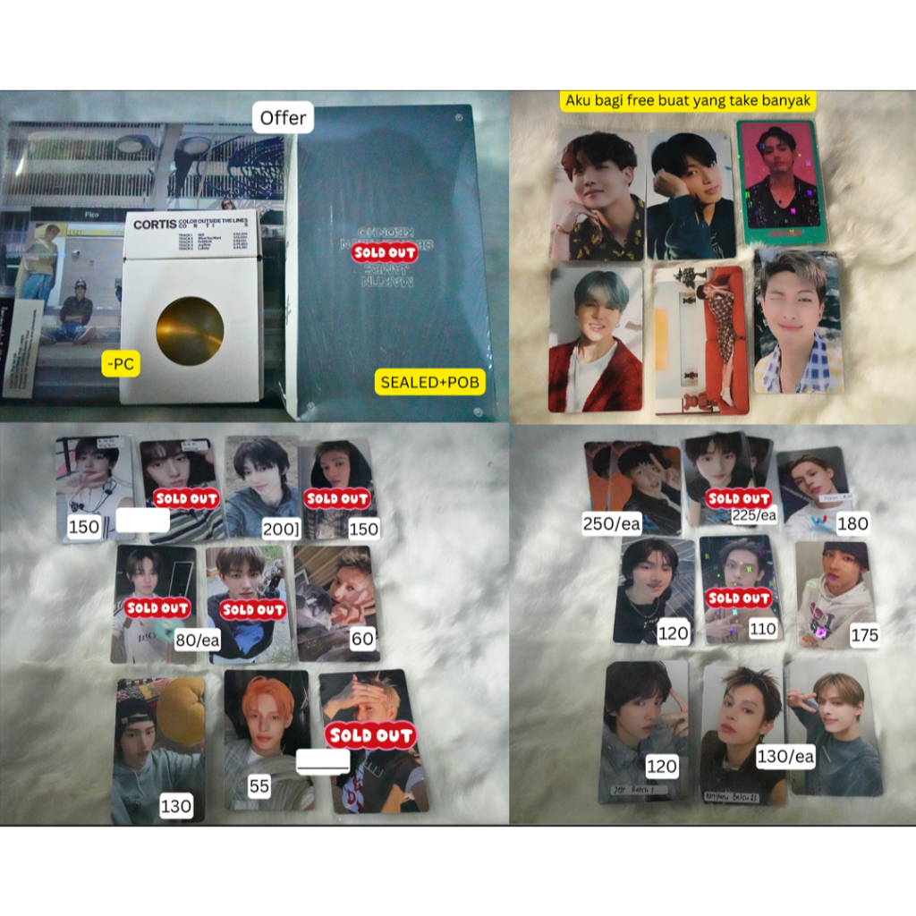 Photocard PC Official BTS dan Cortis Album Vinyl Singing Bowl RM Jin Suga Jhope Jimin V Jungkook keo