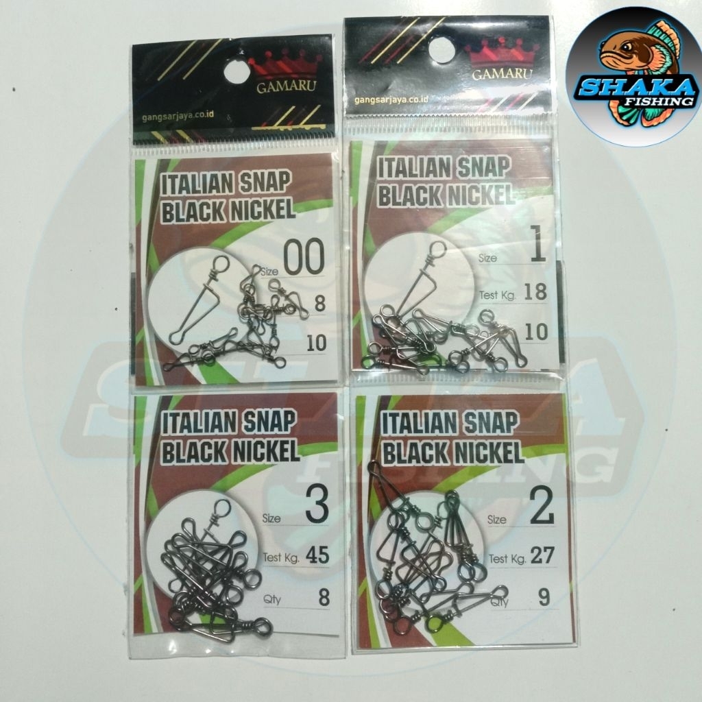 italian snap gamaru black nickel / peniti pelampung gamaru