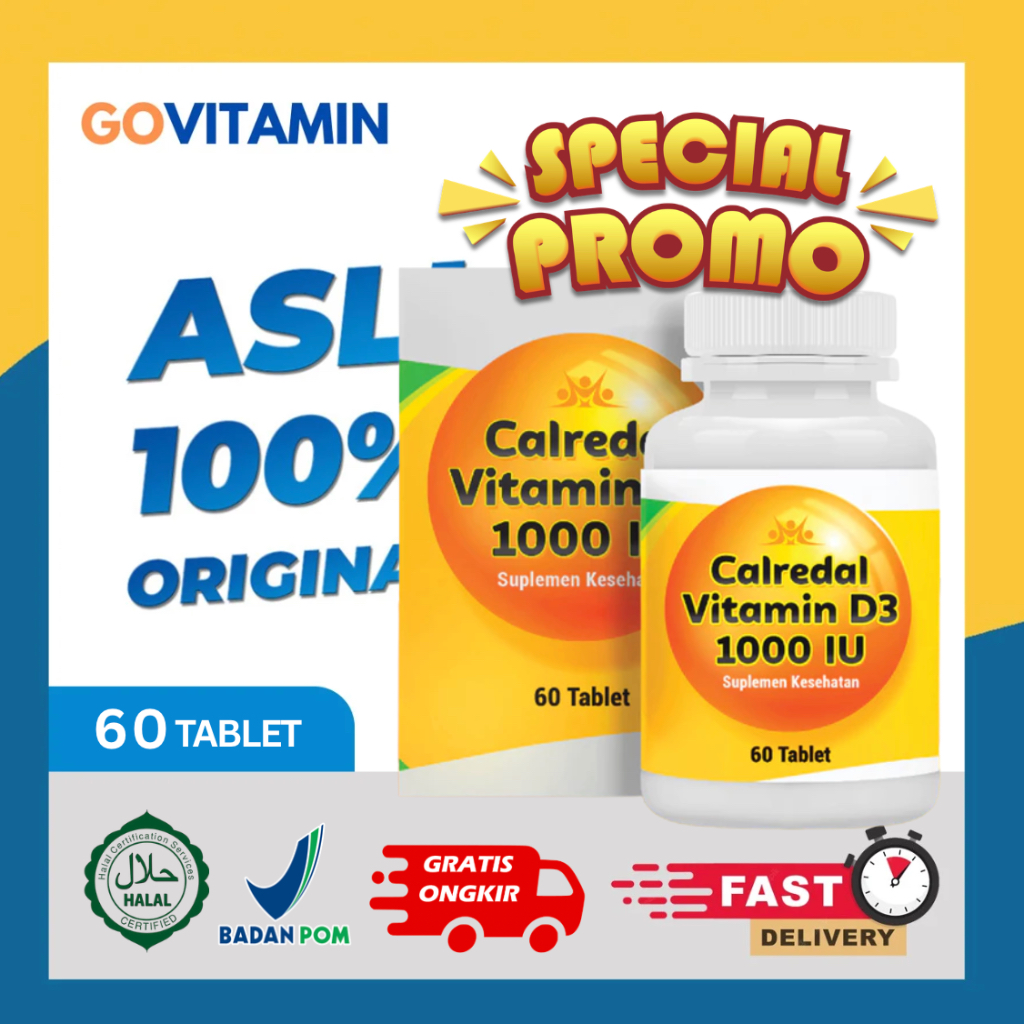 Calredal Vitamin D3 1000iu Vit D3 1000 IU 60 Tablet BPOM