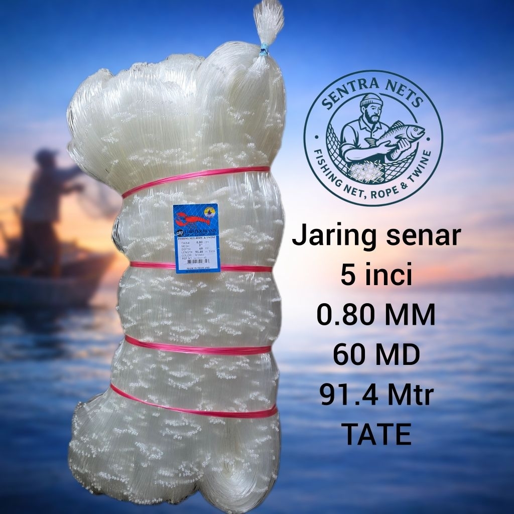 jaring ikan/jaring kakap/jaring senar 5 inci 0.80mm 60md 91.4mtr