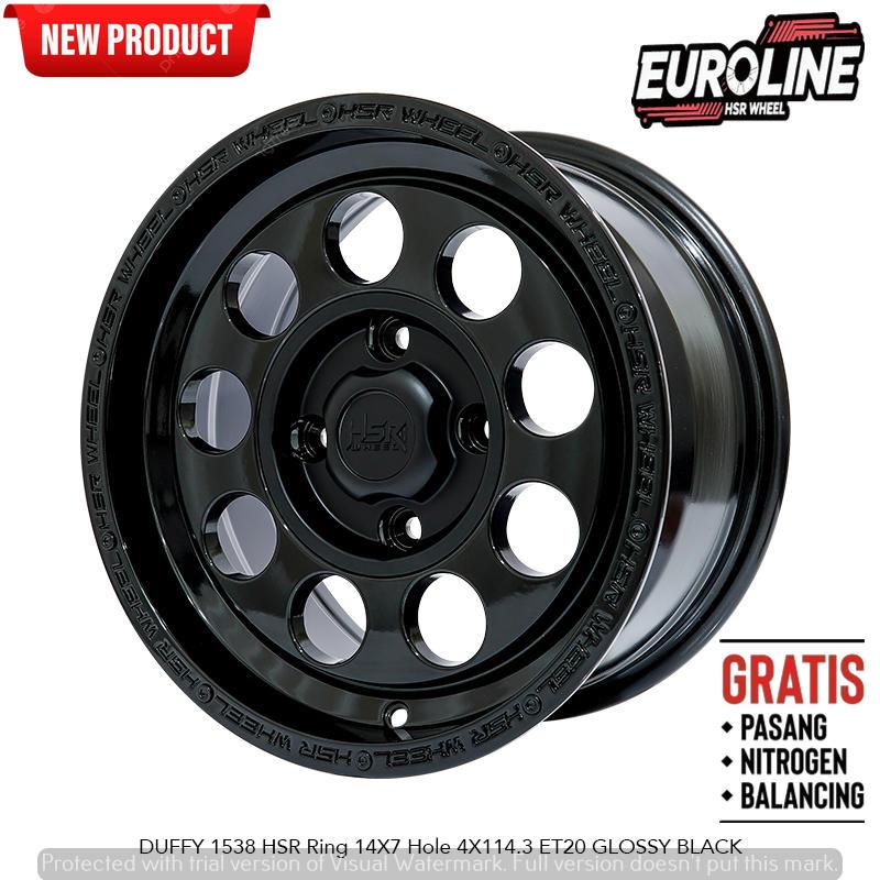 Velg Mobil Ring 14 HSR DUFFY R14 Alloy Besi Carbon Steel Glossy Black Mobil Kijang Grand