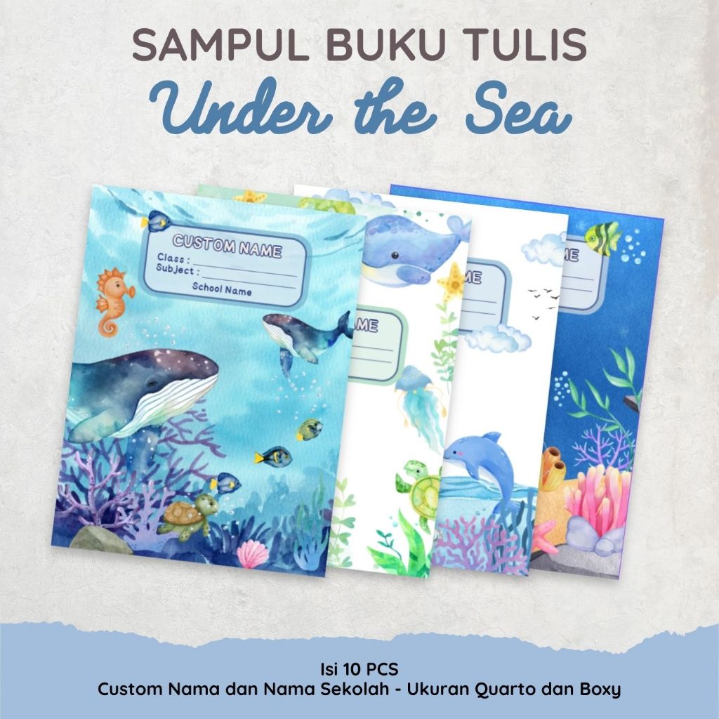 Sampul Buku Custom Nama Aesthetic - Sampul Buku Tulis - Sampul Aesthetic - Under the Sea