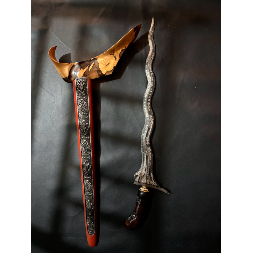 keris sepuh dapur panimbal pamor tritik langka, rare item, era sultan agung, warangka branggah timoh