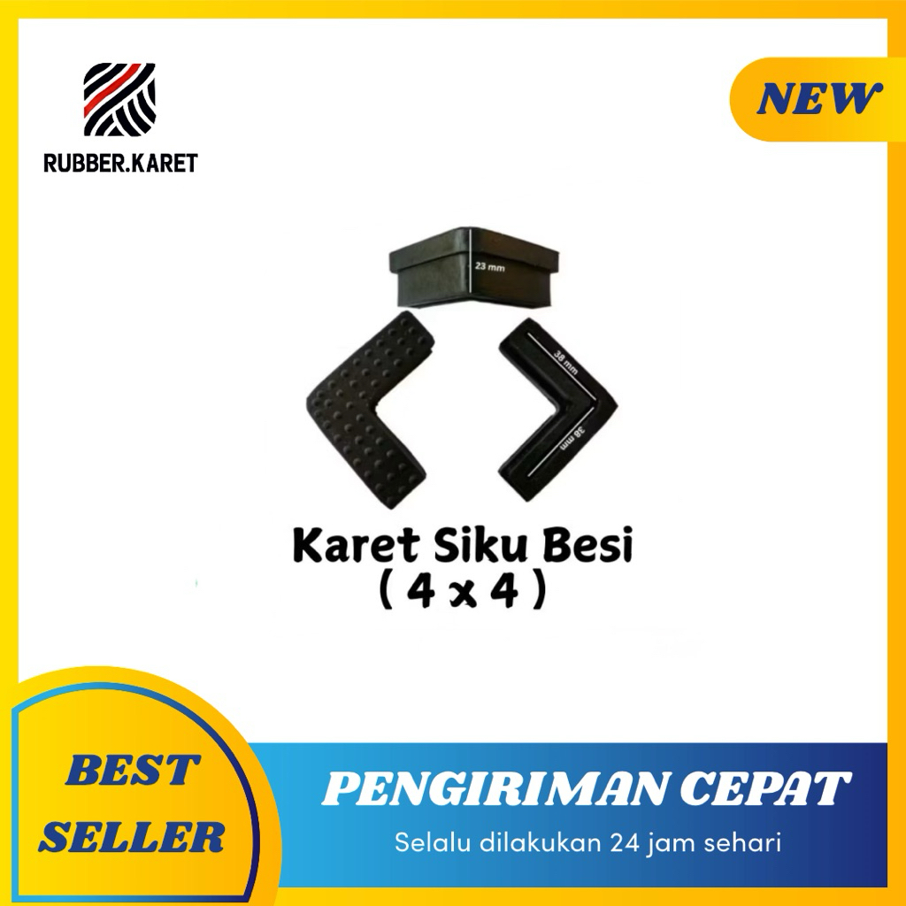karet siku 4x4 alas rak besi siku
