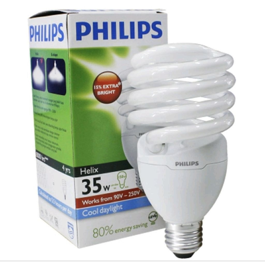 Lampu Helix 35W 45W 55W Watt Philips Putih Body Besar Spiral Tornado Coolday Light
