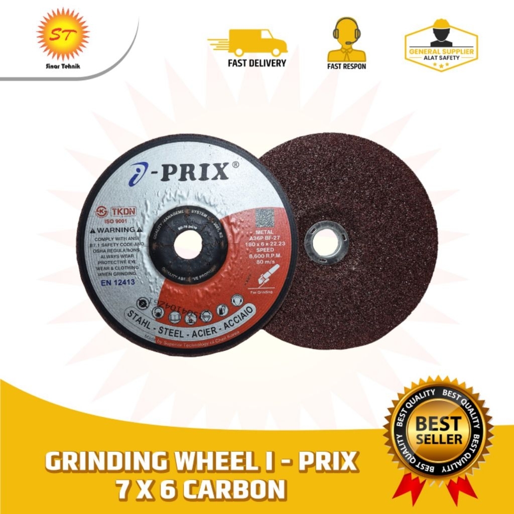 Grinding Wheel I-Prix 7 x 6 Carbon | Batu Gerinda Potong I-Prix 180 x 6 x 22.23 mm Carbon