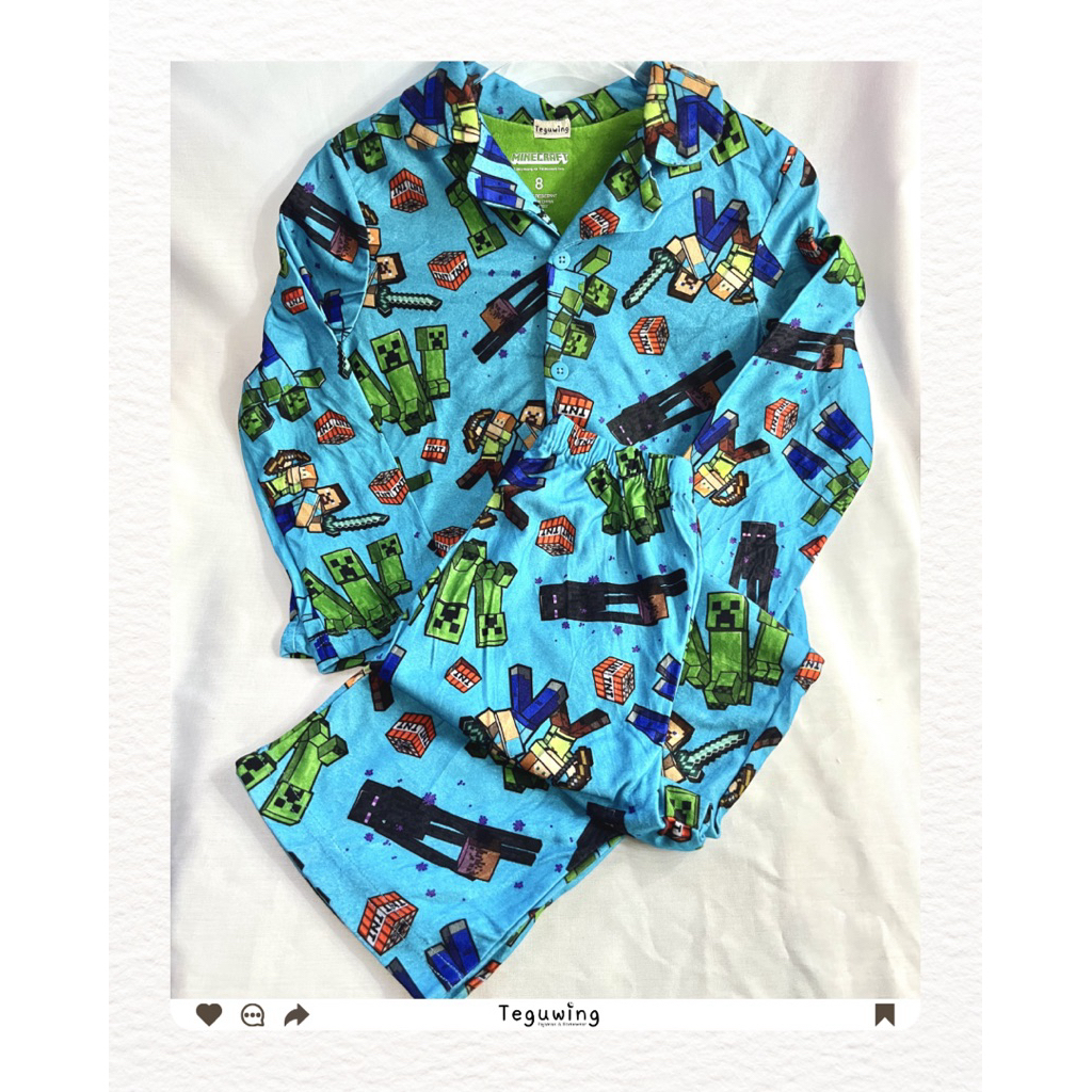 Piyama Anak - Minecraft - Celana Panjang Lengan Panjang (PP) - Pajamas / Piyama / Baju Tidur / Homew