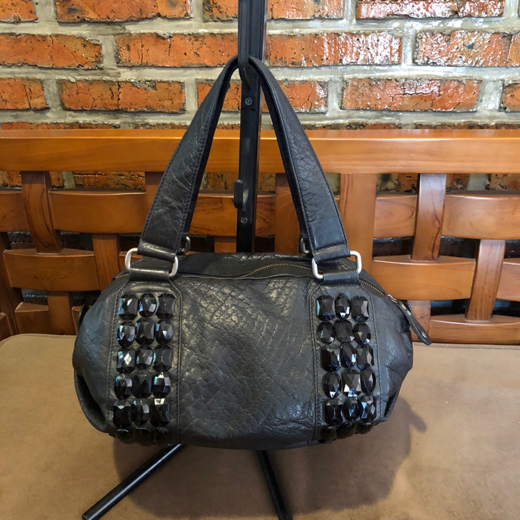 hand bag hitam manik kulit asli preloved