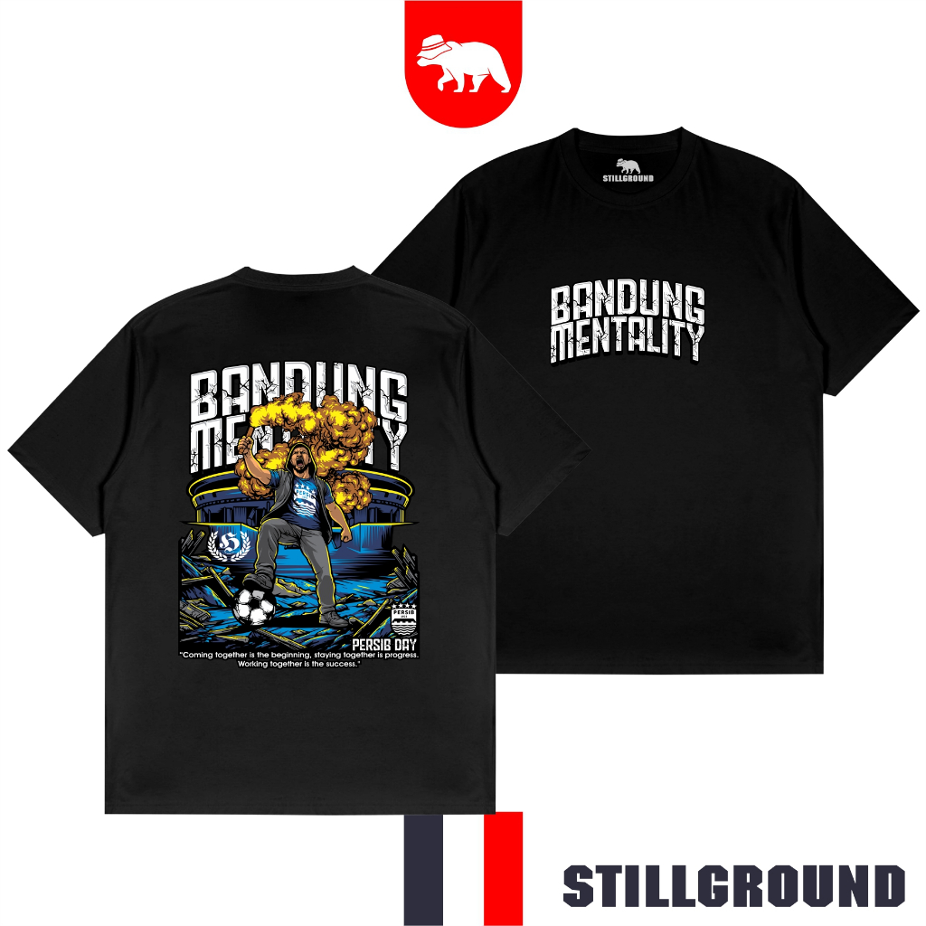T-shirt Bandung Mentality Casual Football Baju Persib Kaos Pria Dewasa Bahan Katun Combed 24s Premiu