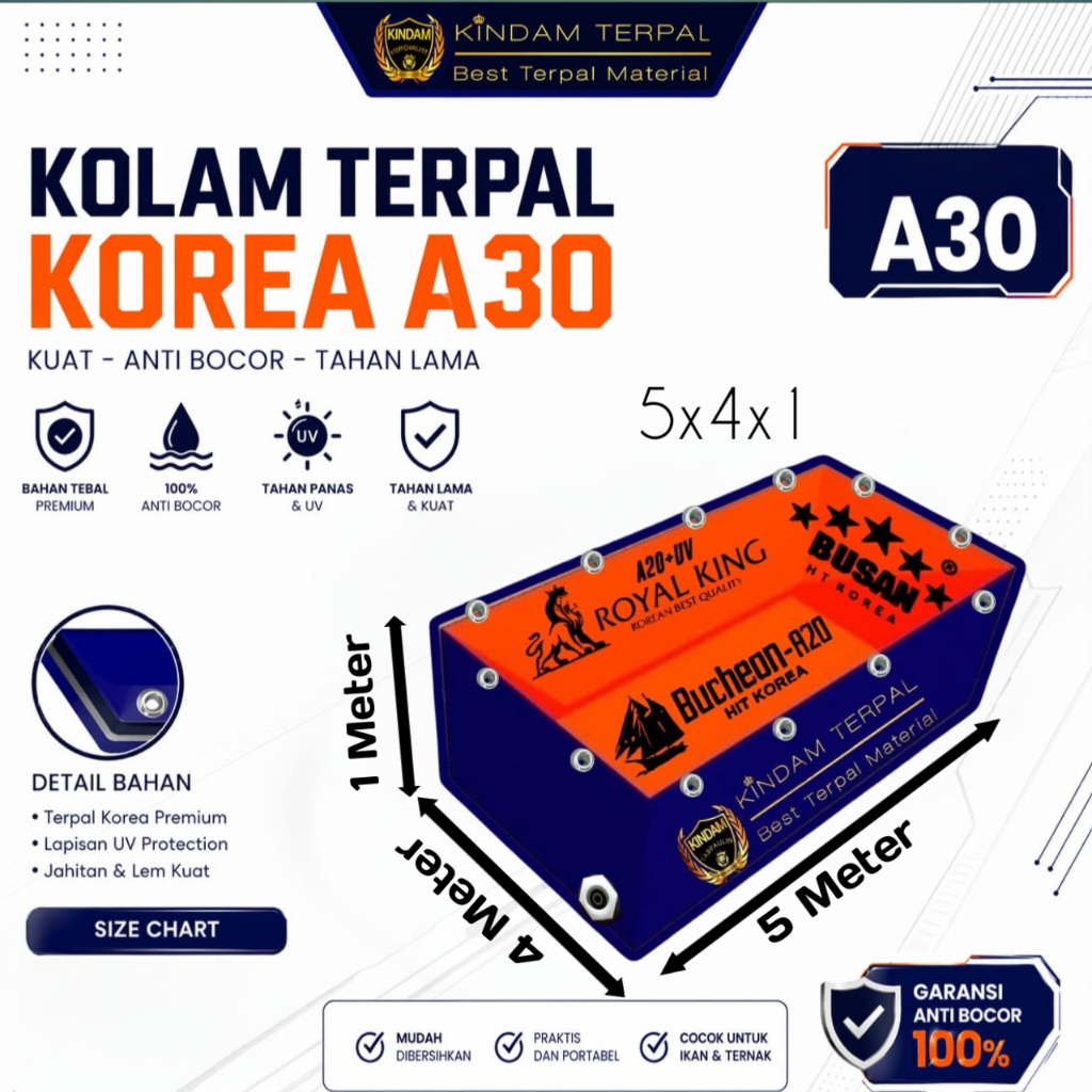 TERPAL KOLAM KOREA 5x4x1 A20 BERGARANSI MURAH | KOLAM TERPAL IKAN LELE, NILA, GURAME