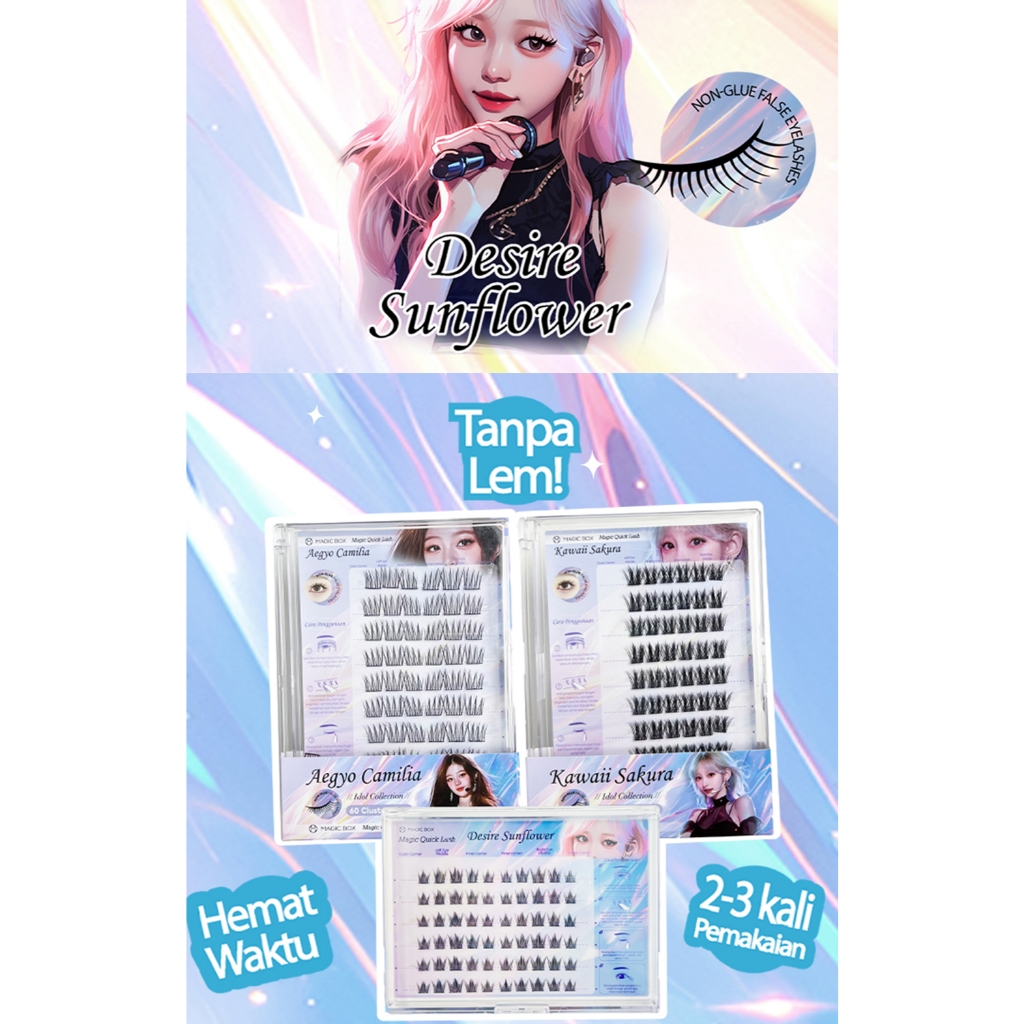 Bulu mata palsu pemula bebas lem Magic Box | Bulu Mata Tanpa Lem | Glue Free Eyelashes | Bulu mata t