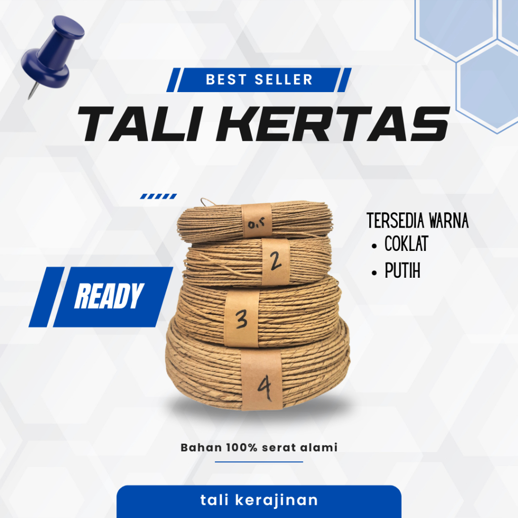Tali Kertas 1 MM - Tali Paperbag 100 M - Kertas Samson Ulir - Tali Bahan Kerajinan