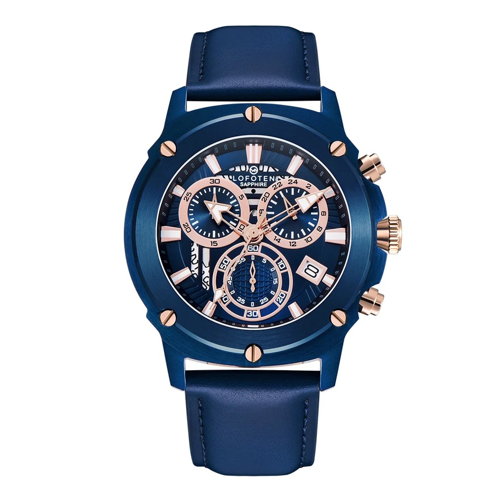 Galery Jam Tangan LOFOTEN F-6516MC Blue Leather Strap