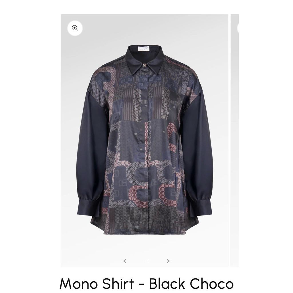 NEW rare item benang jarum monogram mono shirt black choco ruffle blouse zellige dark viola basic mo