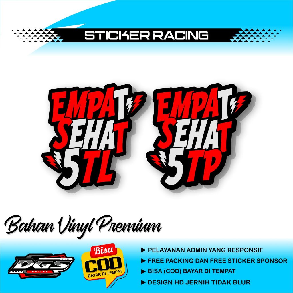 STIKER BIJIAN STIKER 4SEHAT 5TP / 4SEHAT 5TL STIKER RACING CUTTING ANTI AIR