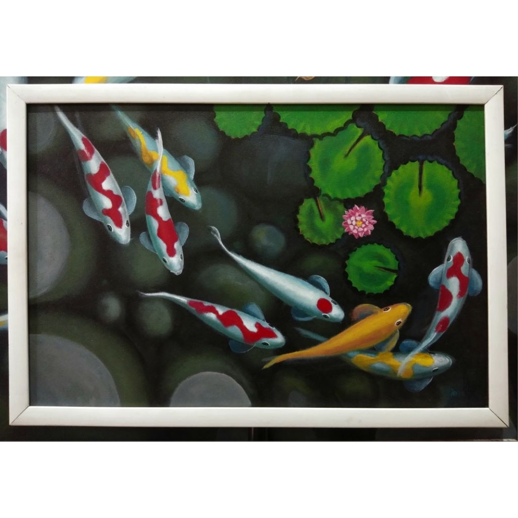 Lukisan KOI, Lukisan Ikan KOI, Lukisan Ikan, Lukisan Asli Tangan, Lukisan Interior, Lukisan Dekorati