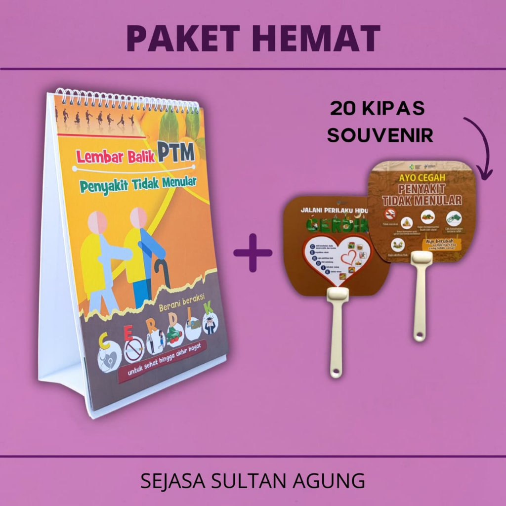 Paket Hemat Lembar Balik PTM - Lembar Balik Penyakit Tidak Menular CERDIK | Paket Hemat Kipas PTM