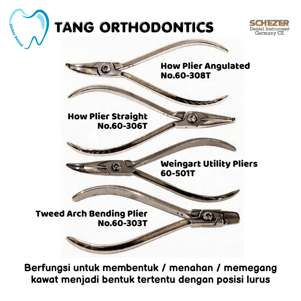 Tang Ortho How Plier Lurus/Bengkok/Weingart/Tweed Arch Plier Schezer - Dental Instrument