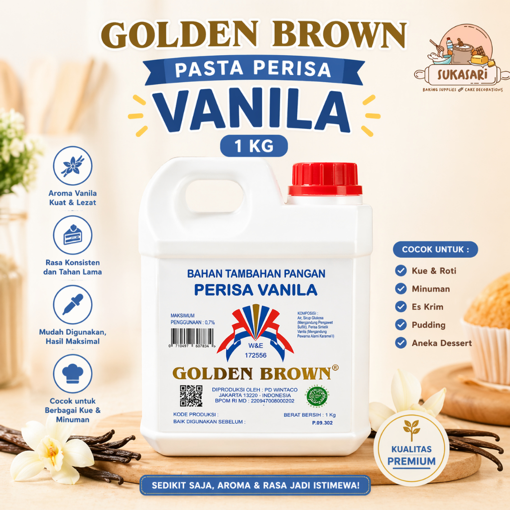 Golden Brown Pasta Perisa VANILLA 1 Kg / Perisa Kue Vanilli 1 Kg Pasta