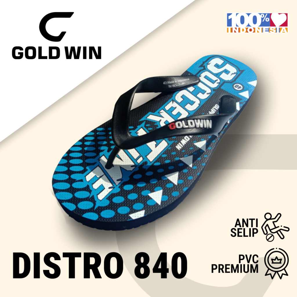 Sandal Jepit Pria GOLDWIN DISTRO 840 Biru – Anti Slip PVC Premium Size 38–42