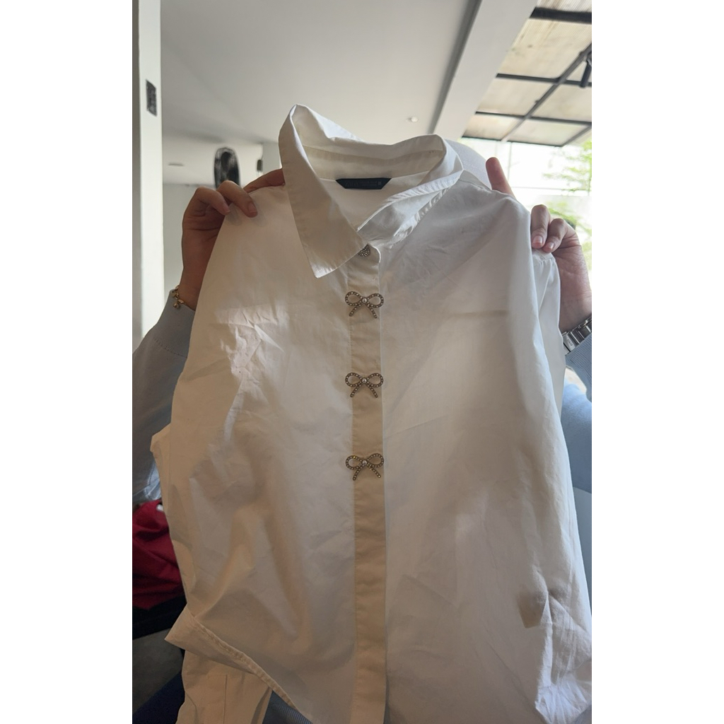 zara white blouse