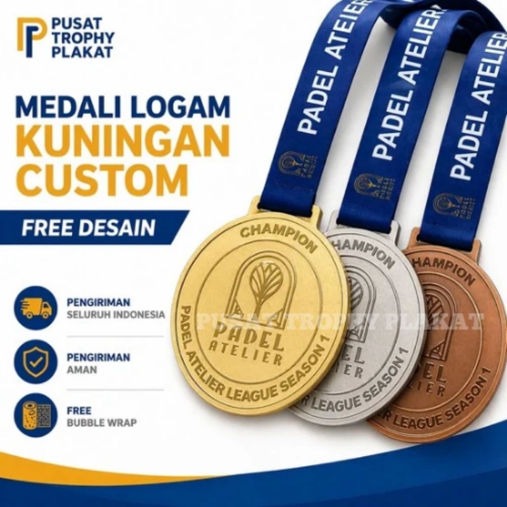 Medali Logam Kuningan Custom Murah, Medali Kuningan Custom Souvenir Penghargaan, Event, Turnamen