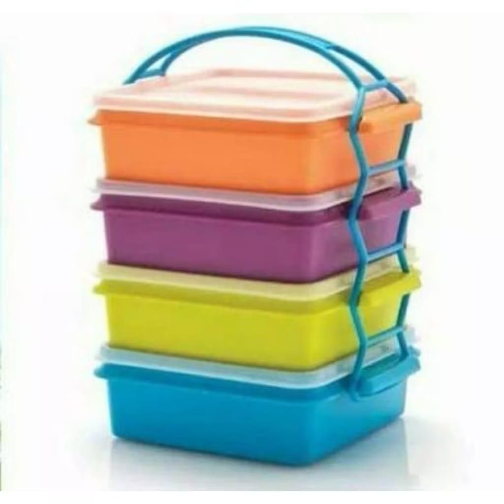Promo Tupperware Rantang ukuran 900 ml dapat 4 susun Ungu Oren Hijau Biru