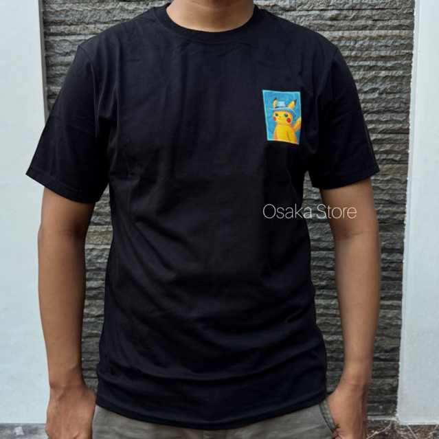 Baju Pokemon Pikachu Van Gogh Kaos Anime Black