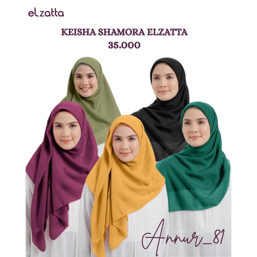 KEISHA SHAMORA ELZATTA Elzatta Jilbab Segi Empat Polos