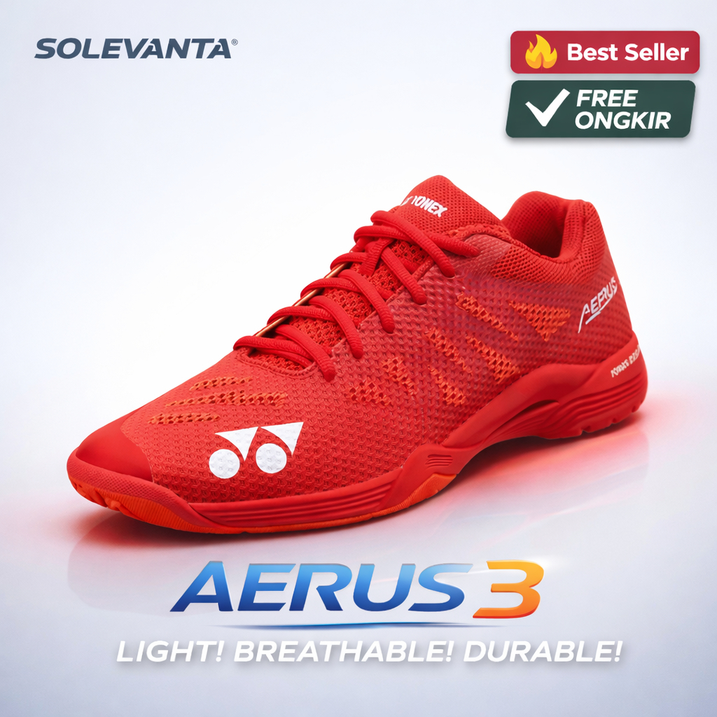 YONEX AERUS 3 Power Cushion Red Sepatu Olahraga Pria & Wanita