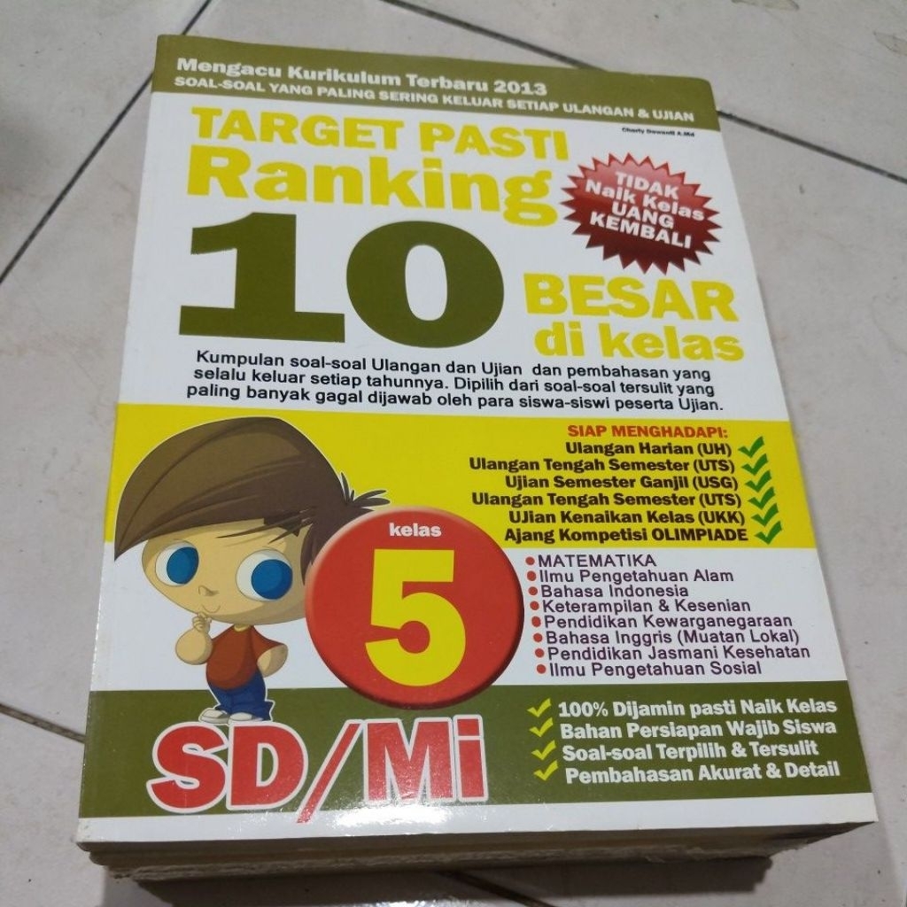 OBRAL BUKU MURAH ORIGINAL / BUKU SOAL / TARGET PASTI RANKING 10 BESAR DI KELAS 5 SD / MATEMATIKA / B