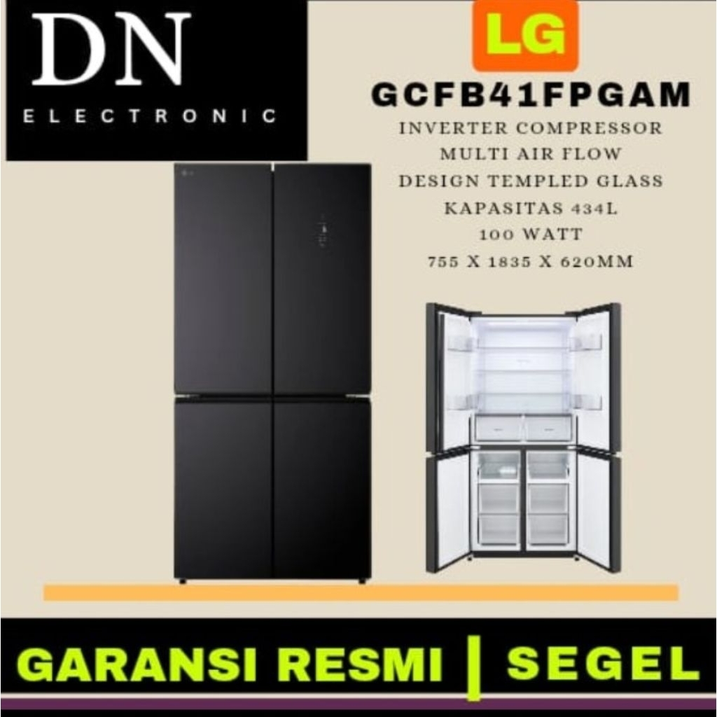 LG GCFB41FPGAM KULKAS SIDE BY SIDE MULTI DOOR 4 PINTU LG SIDE BY SIDE TEMPERED GLASS