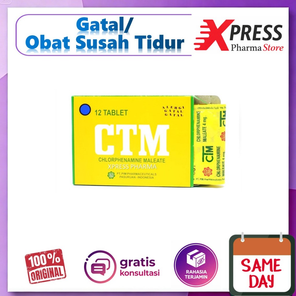 XPRESS  1 kotak 12 tablet Original CTM Obat Alergi / Gatal / Susah Tidur Lelap STM Chlorphenamine Ma