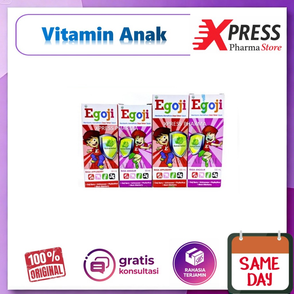 XPRESS  Egoji SIRUP 50 / 100 ml Rasa Anggur Strawberry Vitamin Daya Tahan Tubuh Penyembuh Sakit Cepa
