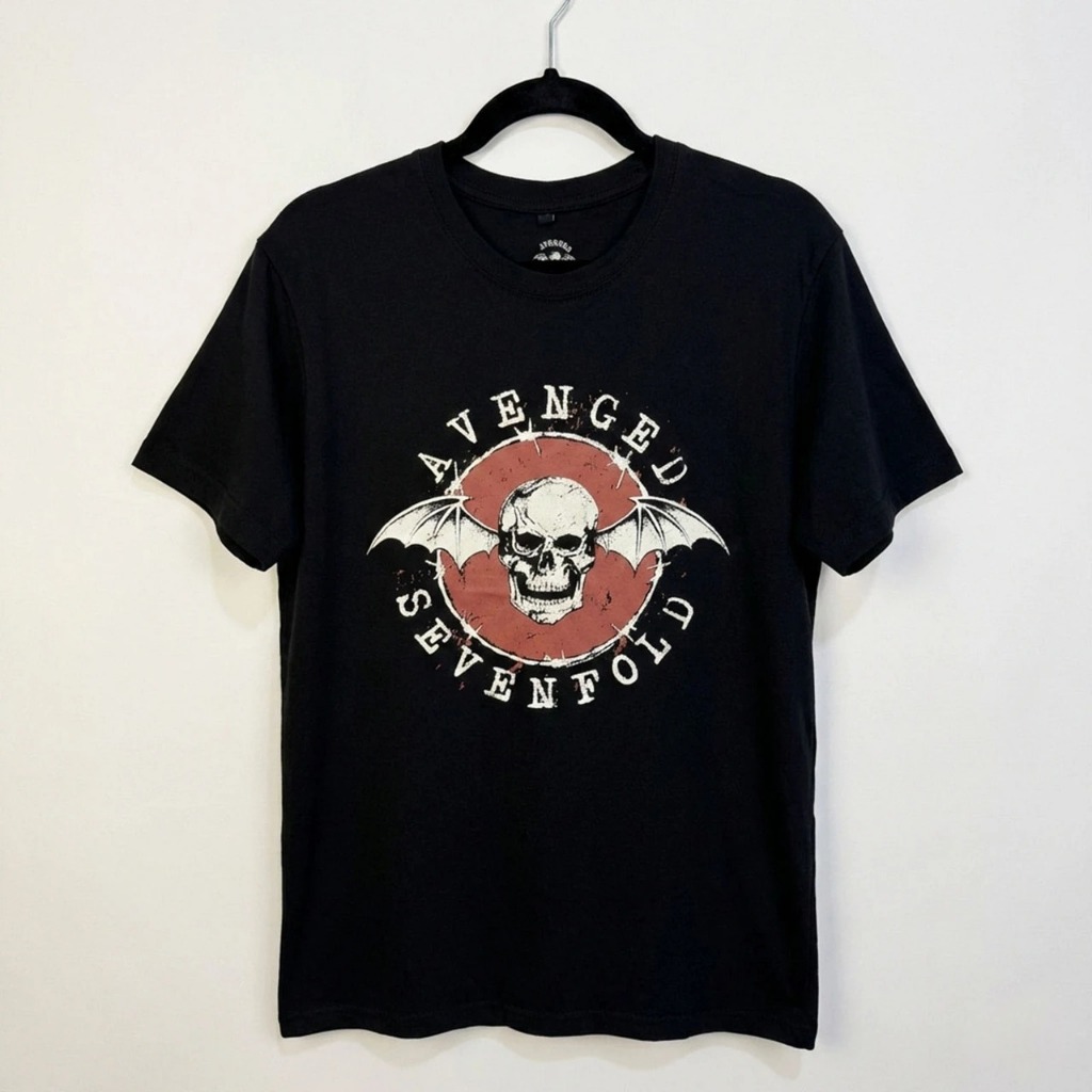 Kaos band Official Avenged Sevenfold - Deathbat REd Circle Original T-shirt