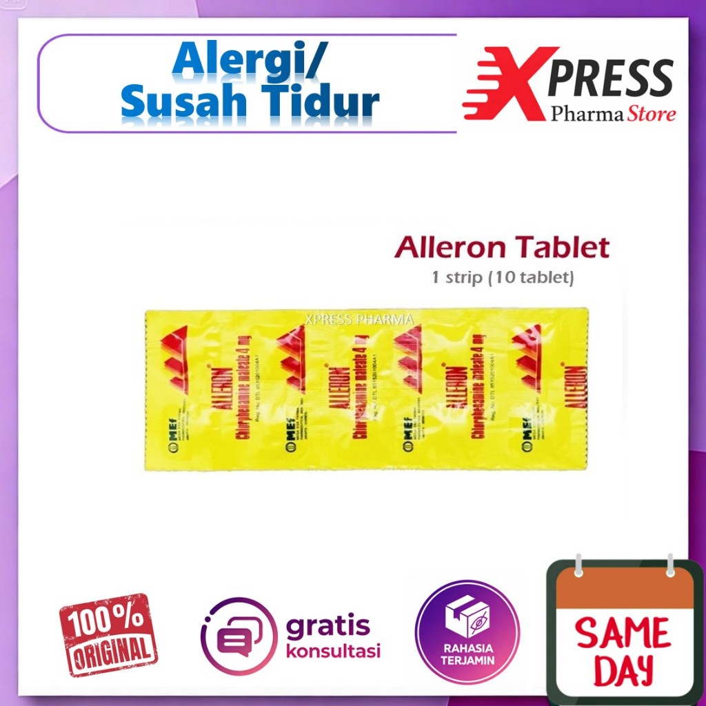 XPRESS  Alleron STRIP isi 10 Tablet Obat Gatal Alergi Makanan Jamur Aleron Aleeron CTM Alerron