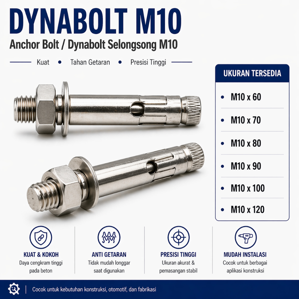 Dynabolt M10X80 / Dinabolt 10X80 / Anchor Bolt M10 X 80 / 10 X 80 - Selongsong M10