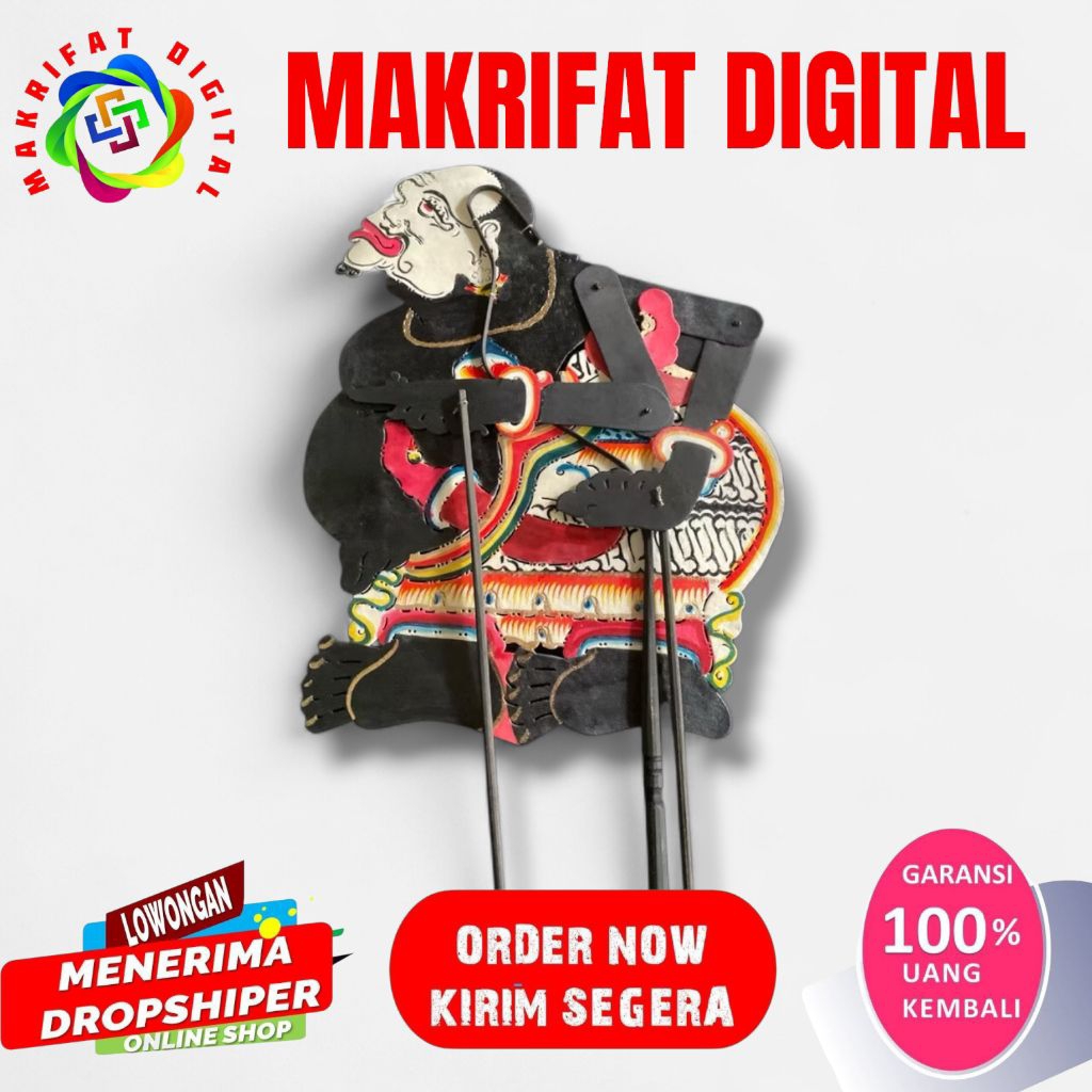 ZACK MART Wayang Kulit sapi SEMAR / SEMAR HITAM Punokawan -+ 55 cm Standar Dalang